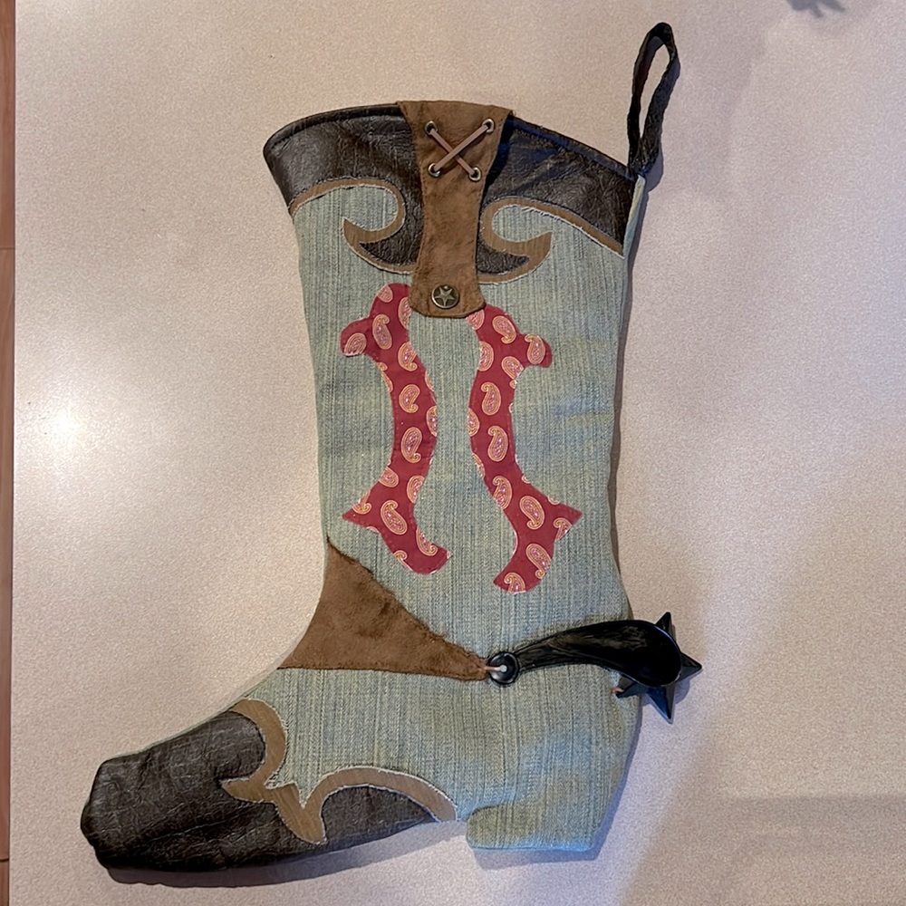 Western Cowboy Boot Christmas Stocking